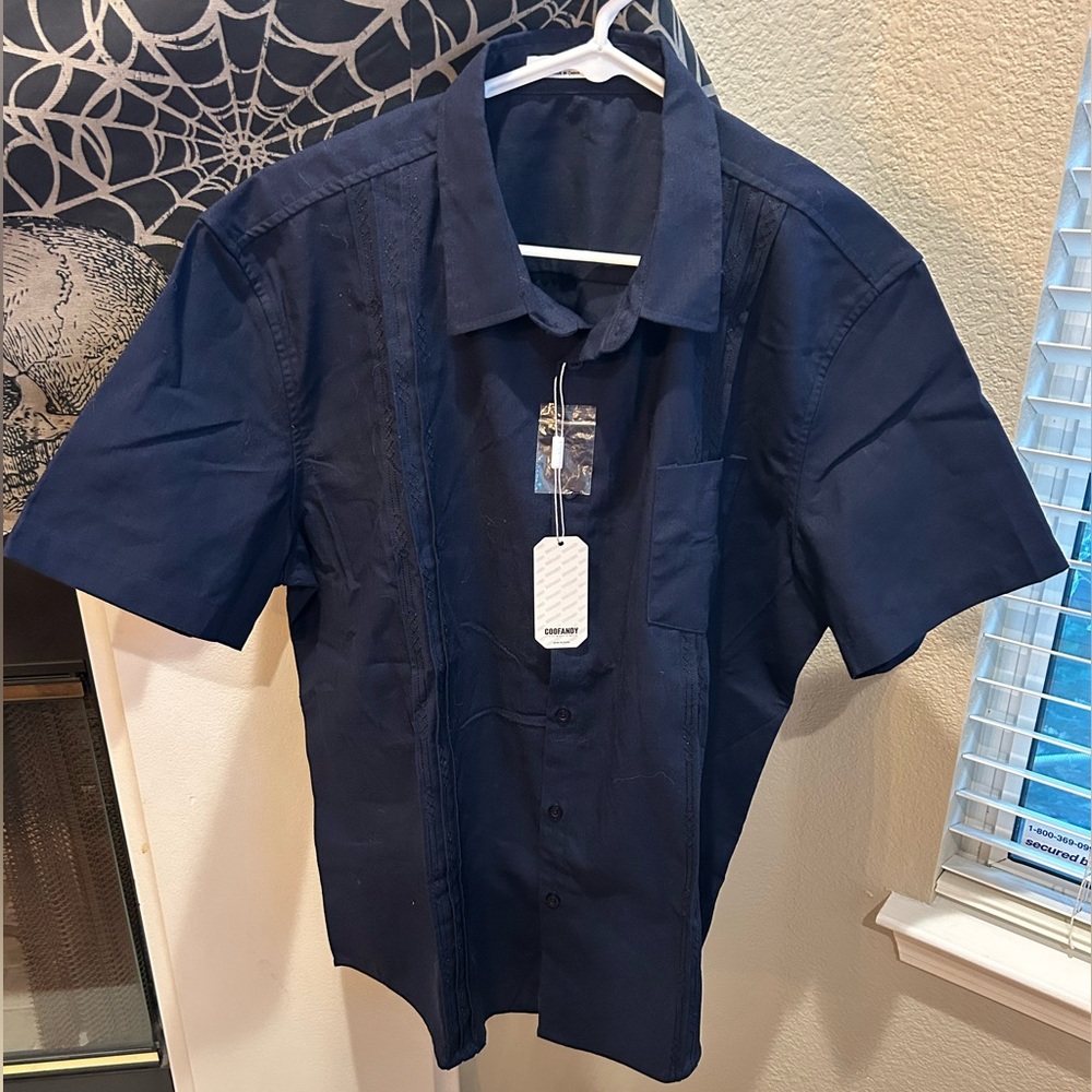 Classic Navy Blue Men's Short Sleeve Shirt